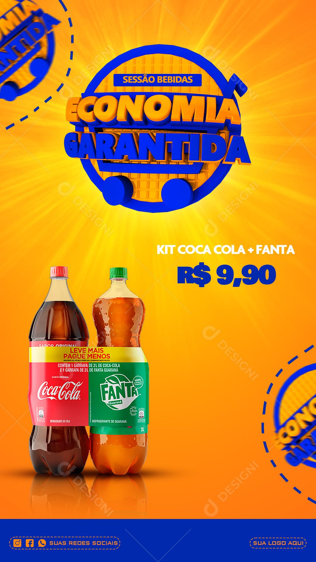 Post Story Sessão de Bebidas Economia Garantida Social Media PSD Editável