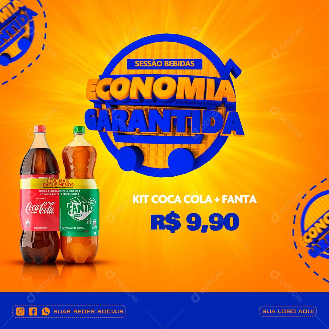 Post Feed Sessão Bebidas Economia Garantida Social Media PSD Editável