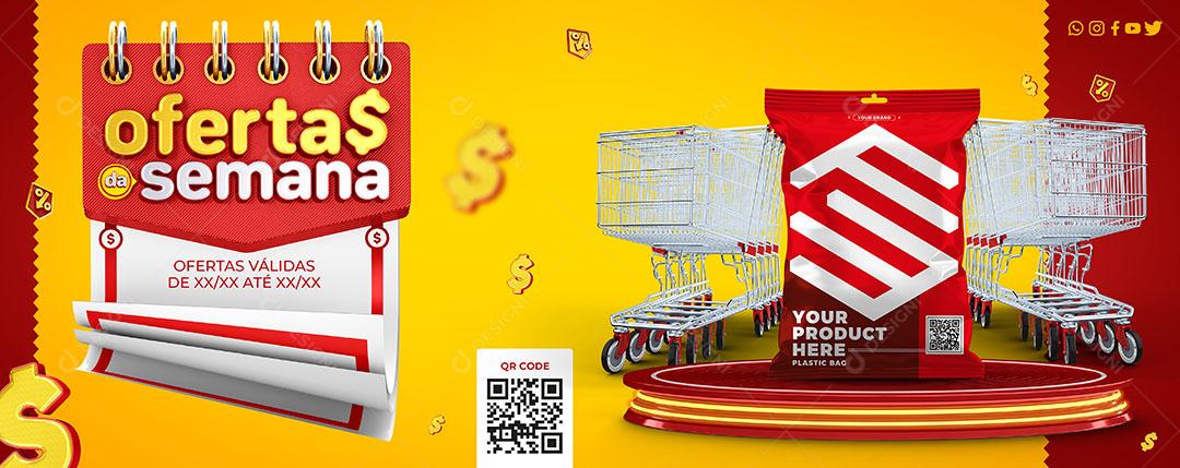 Post Banner Redes Sociais Ofertas da Semana Produto Texto Editável PSD
