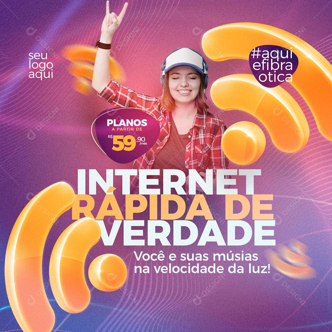 Post Feed Provedor de Internet Rápida de Verdade Social Media PSD Editável