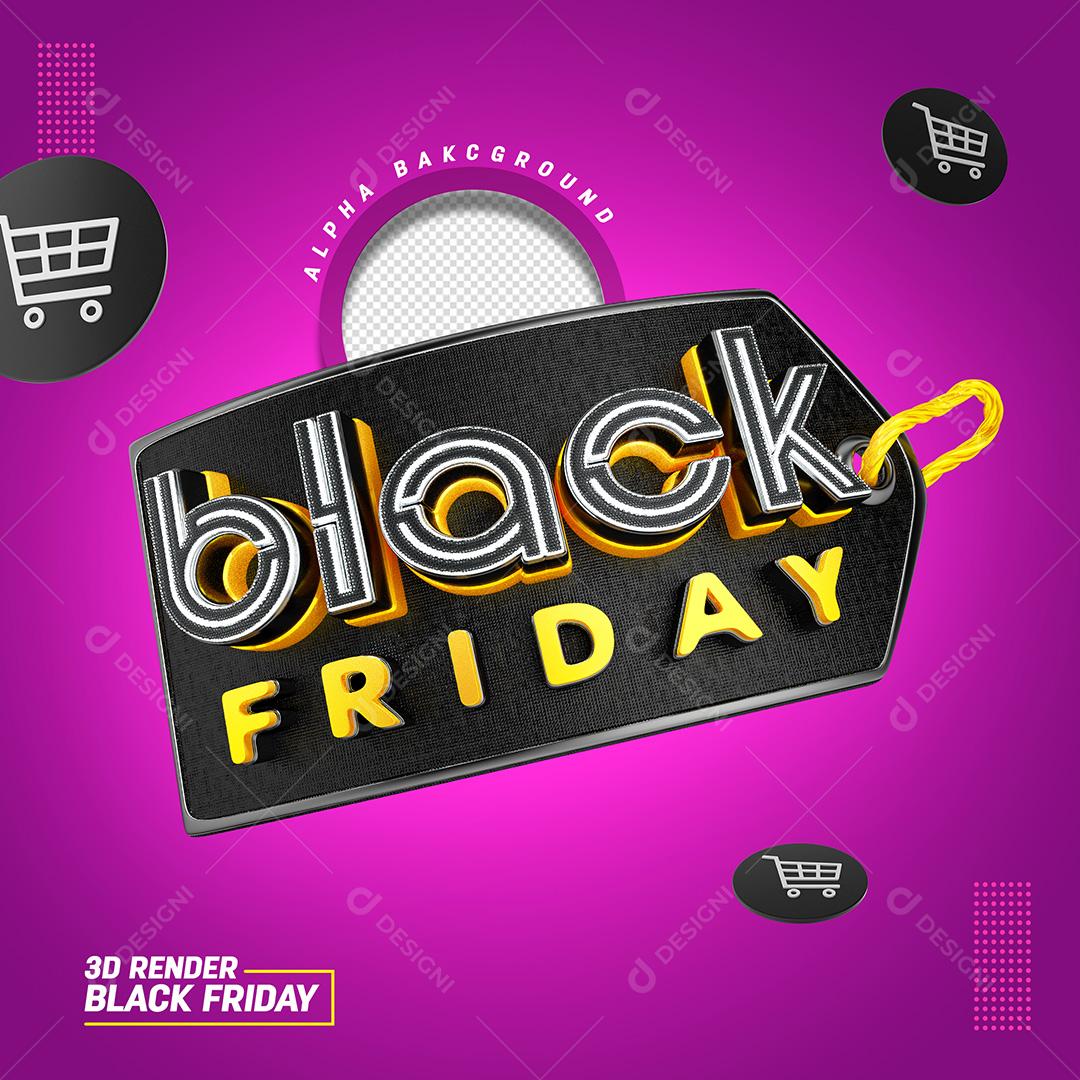 Selo 3D para Composição Black Friday PSD