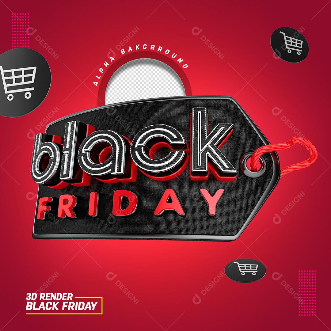 Selo 3D para Composição Black Friday PSD
