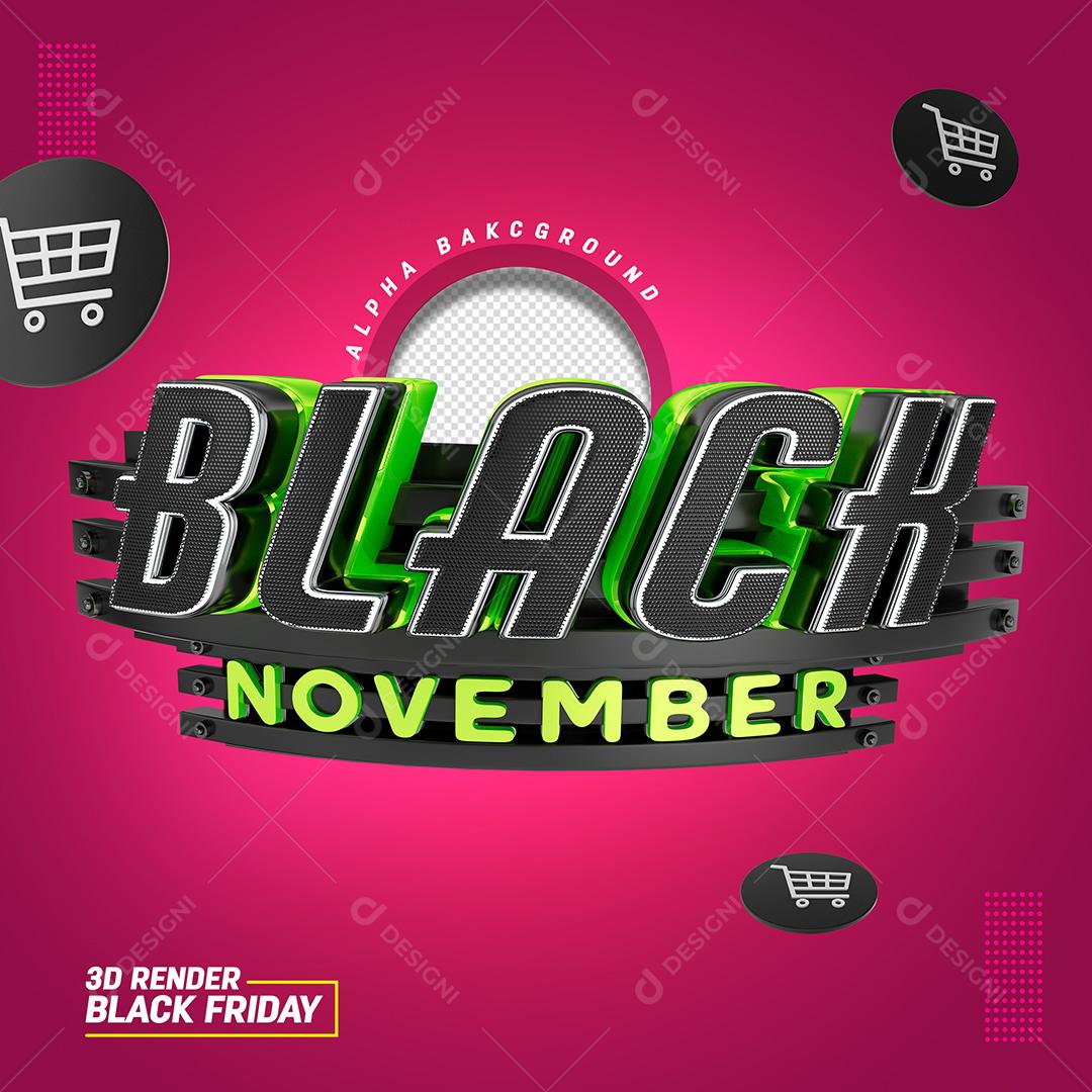 Selo 3D para Composição Black November PSD