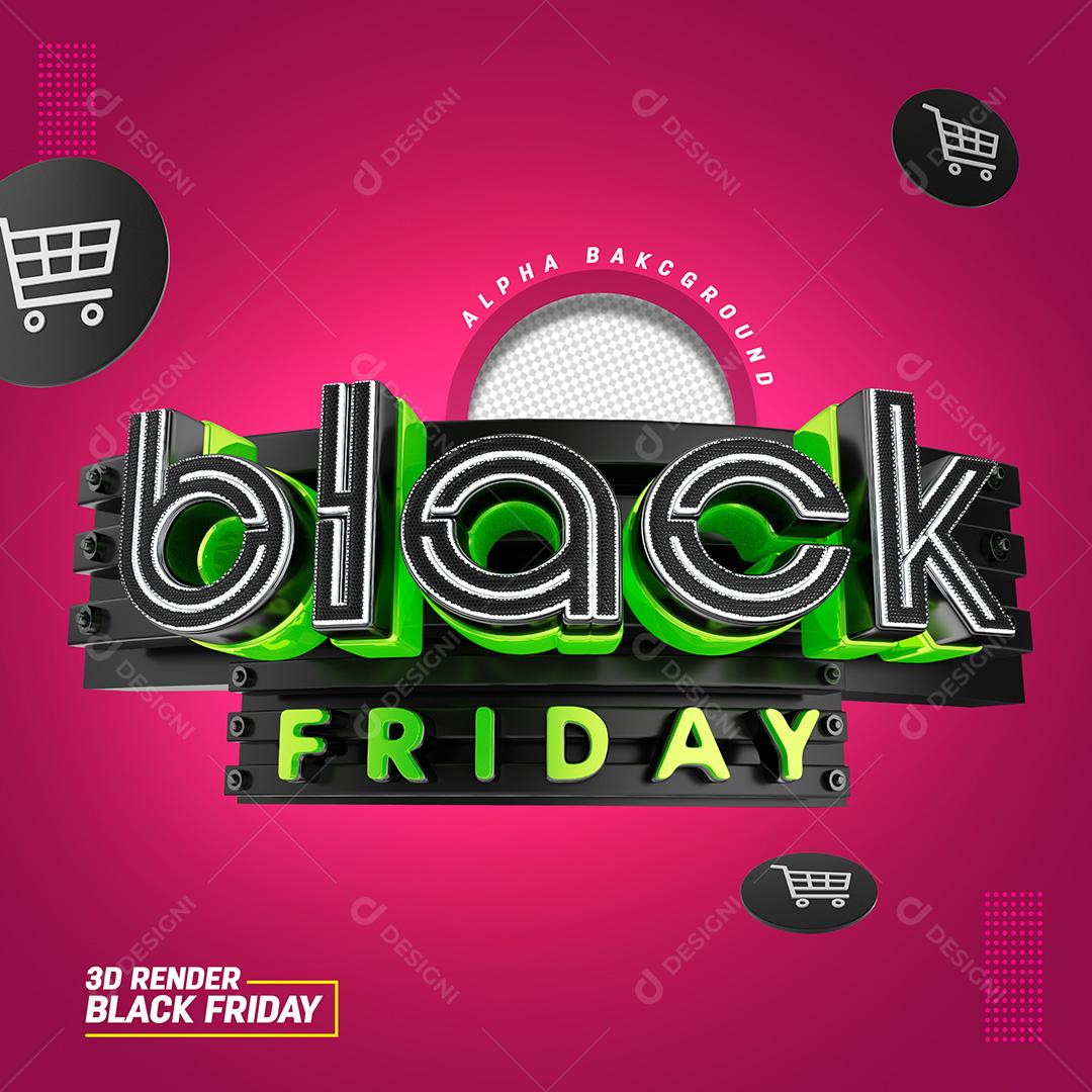 Selo 3D para Composição Black Friday PSD