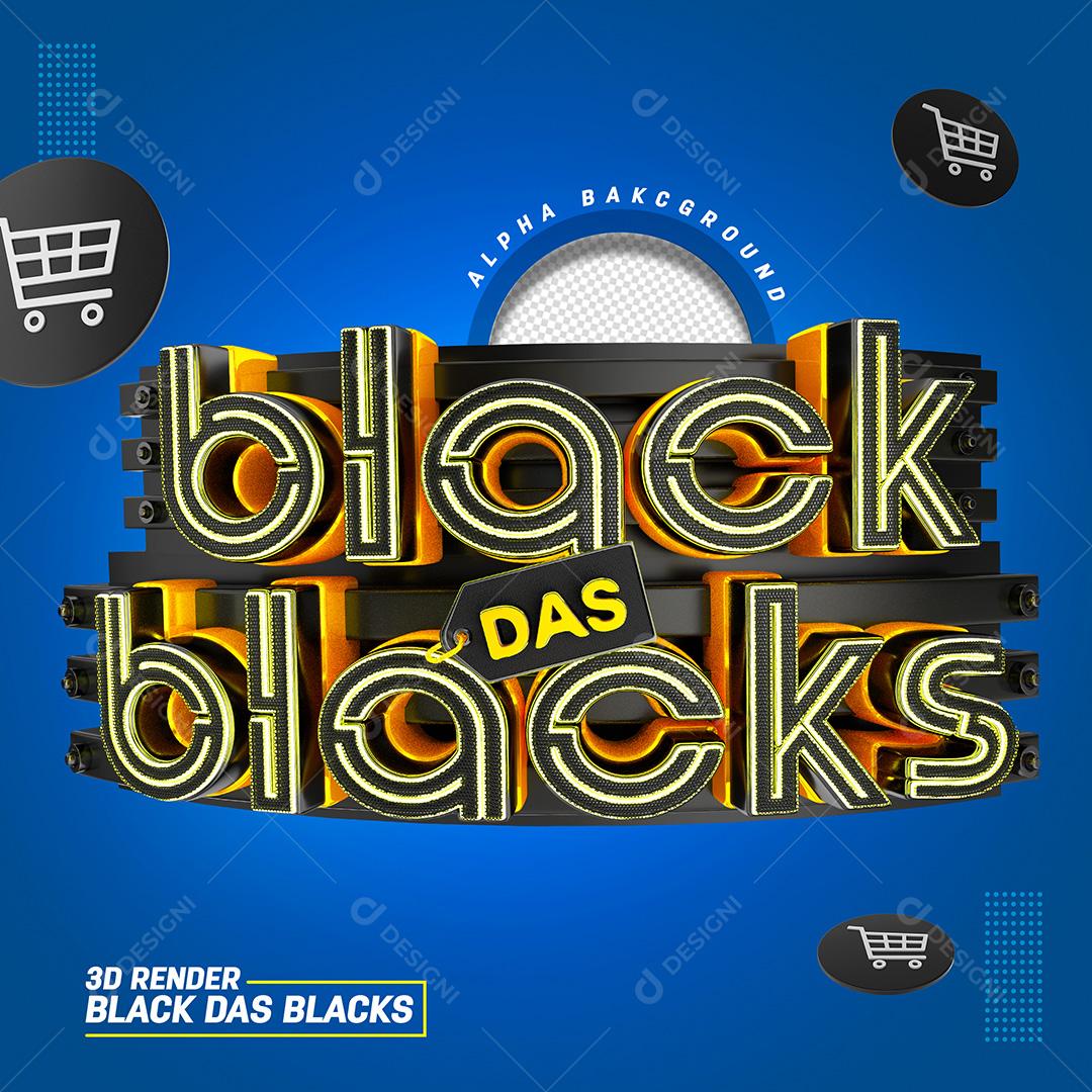 Selo 3D para Composição Black Das Black PSD