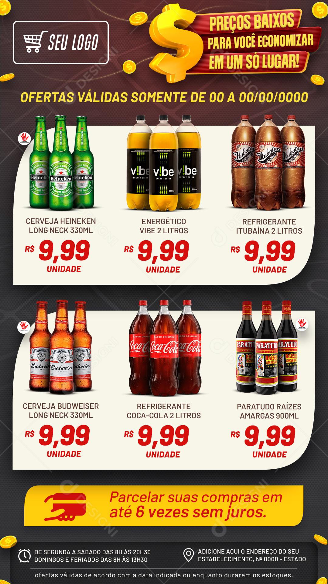 Encarte Supermercado Preço Baixo De Verdade Social Media PSD Editável