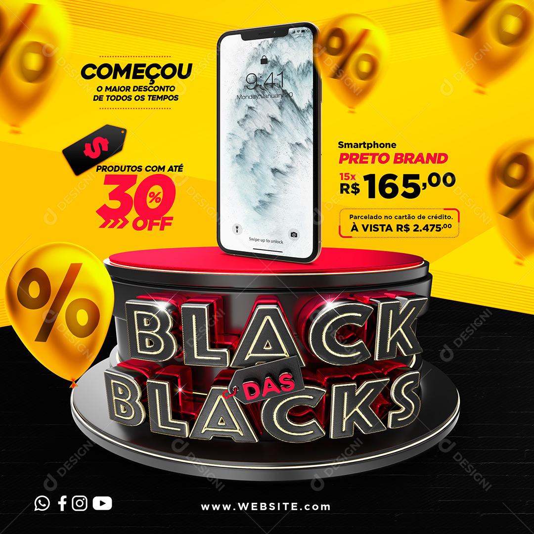 Post Feed Loja Black das Blacks Produto Eletrônico Social Media PSD Editável
