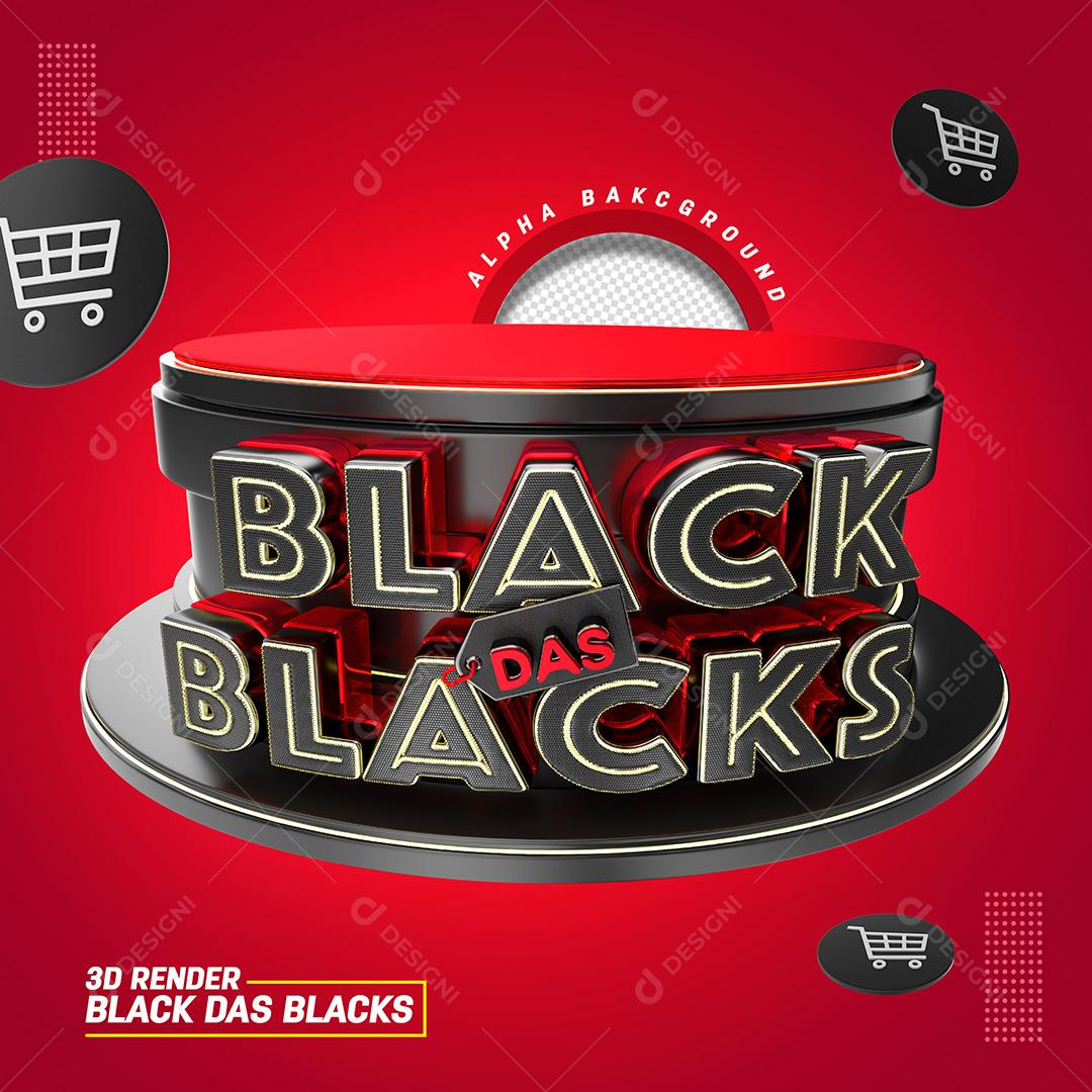 Black Das Blacks Selo 3D Para Composição PSD Editável