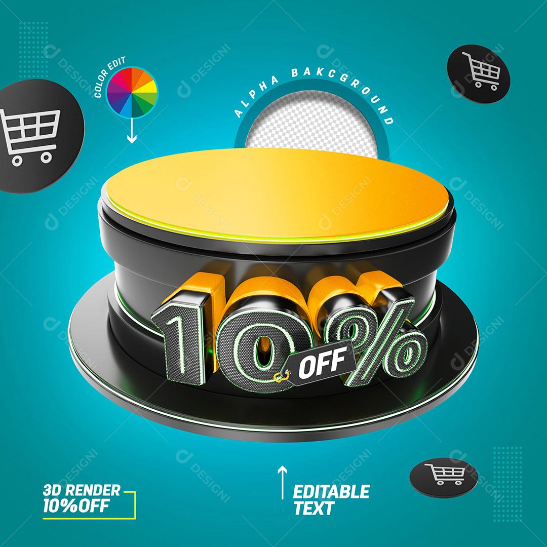 10% Off Selo 3D Para Composição Texto Editável PSD