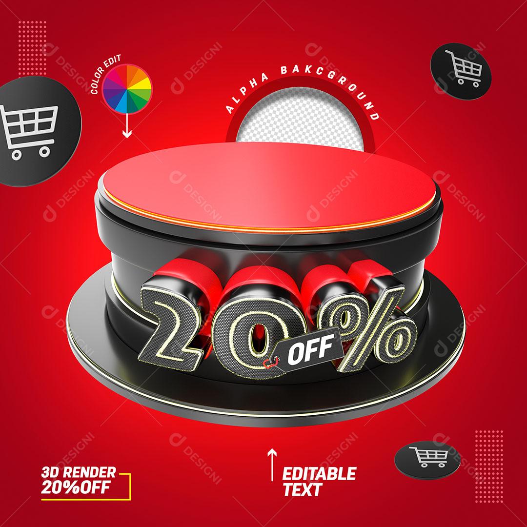 20% Off Selo 3D Para Composição Texto Editável PSD