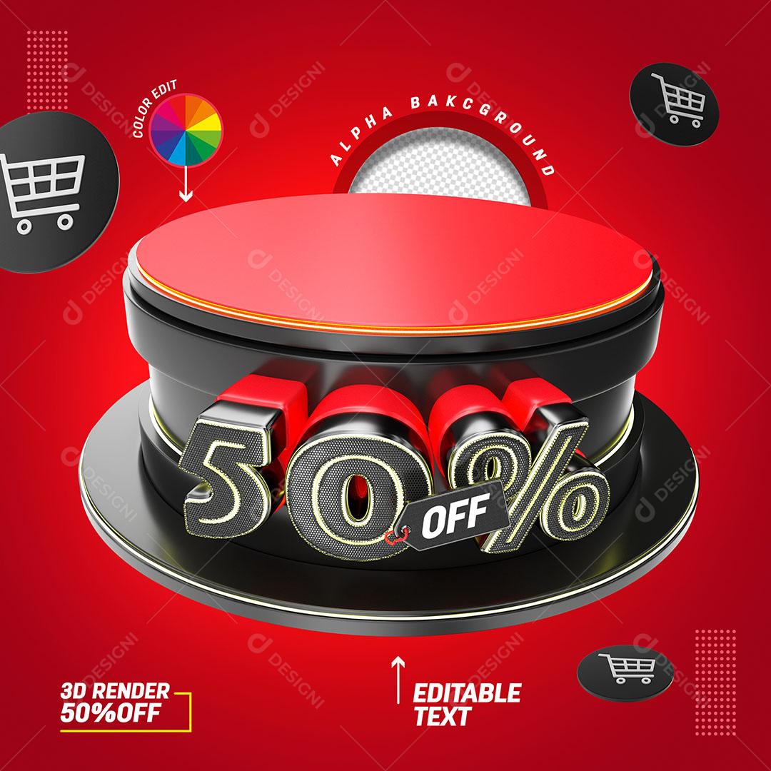 50% Off Selo 3D Para Composição Texto Editável PSD