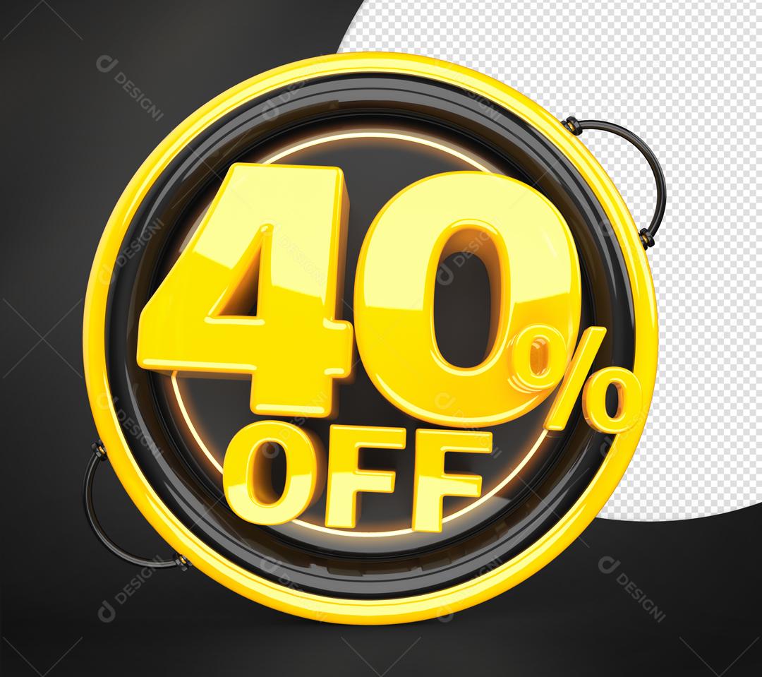 40% Off Elemento 3D Para Composição PSD