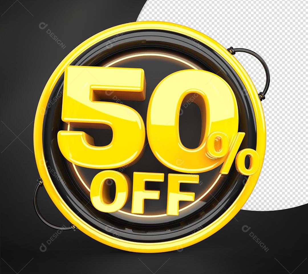50% Off Elemento 3D Para Composição PSD