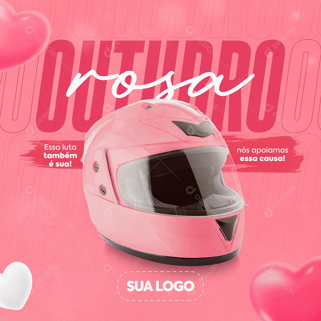 Post Feed Outubro Rosa Mês da Prevenção Social Media PSD Editável