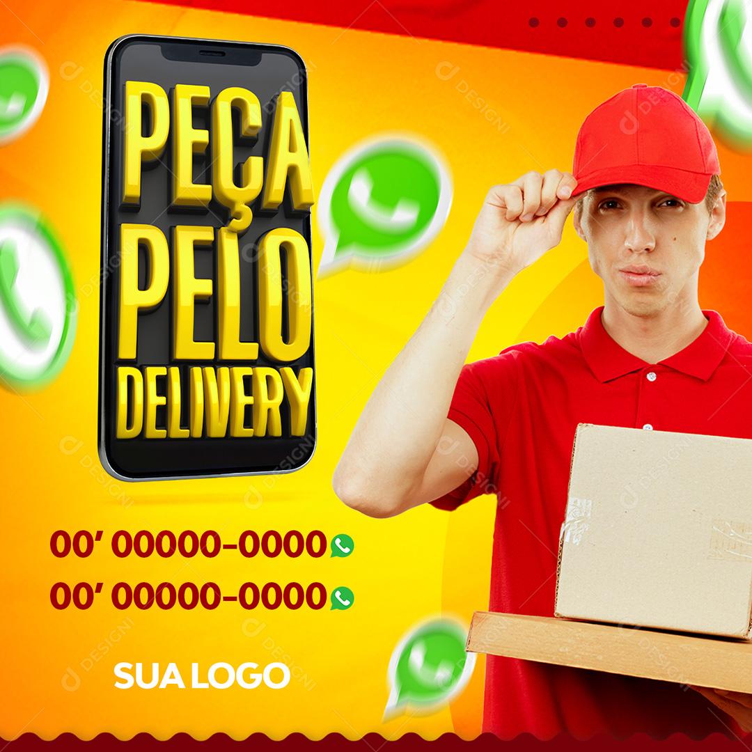 Post Feed Peça Pelo Delivery Social Media PSD Editável