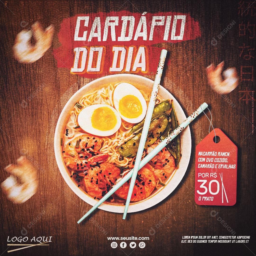 Post Feed Comida Japonesa Cardápio do Dia Social Media PSD Editável