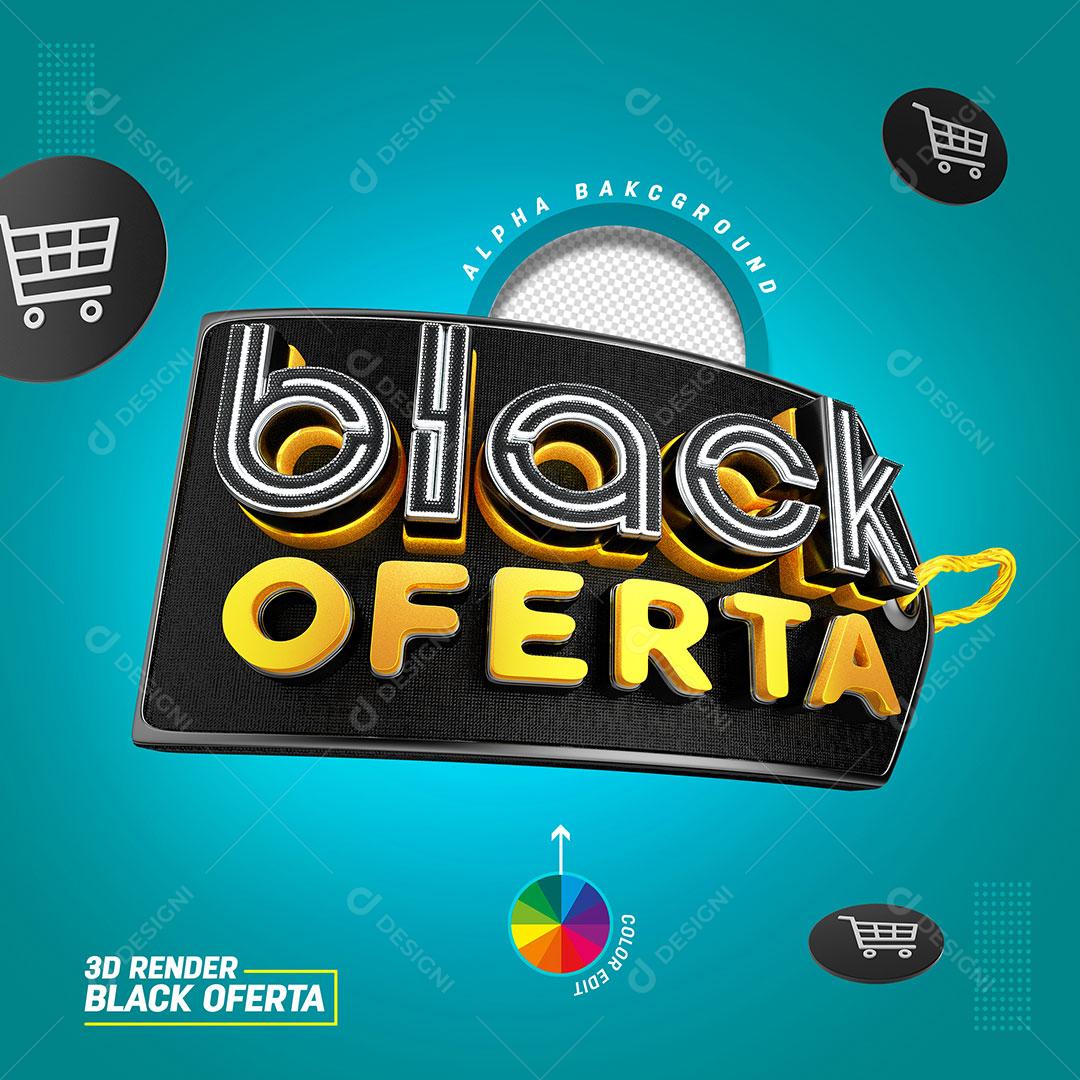 Black Oferta Selo 3D Para Composição Cores Editáveis PSD