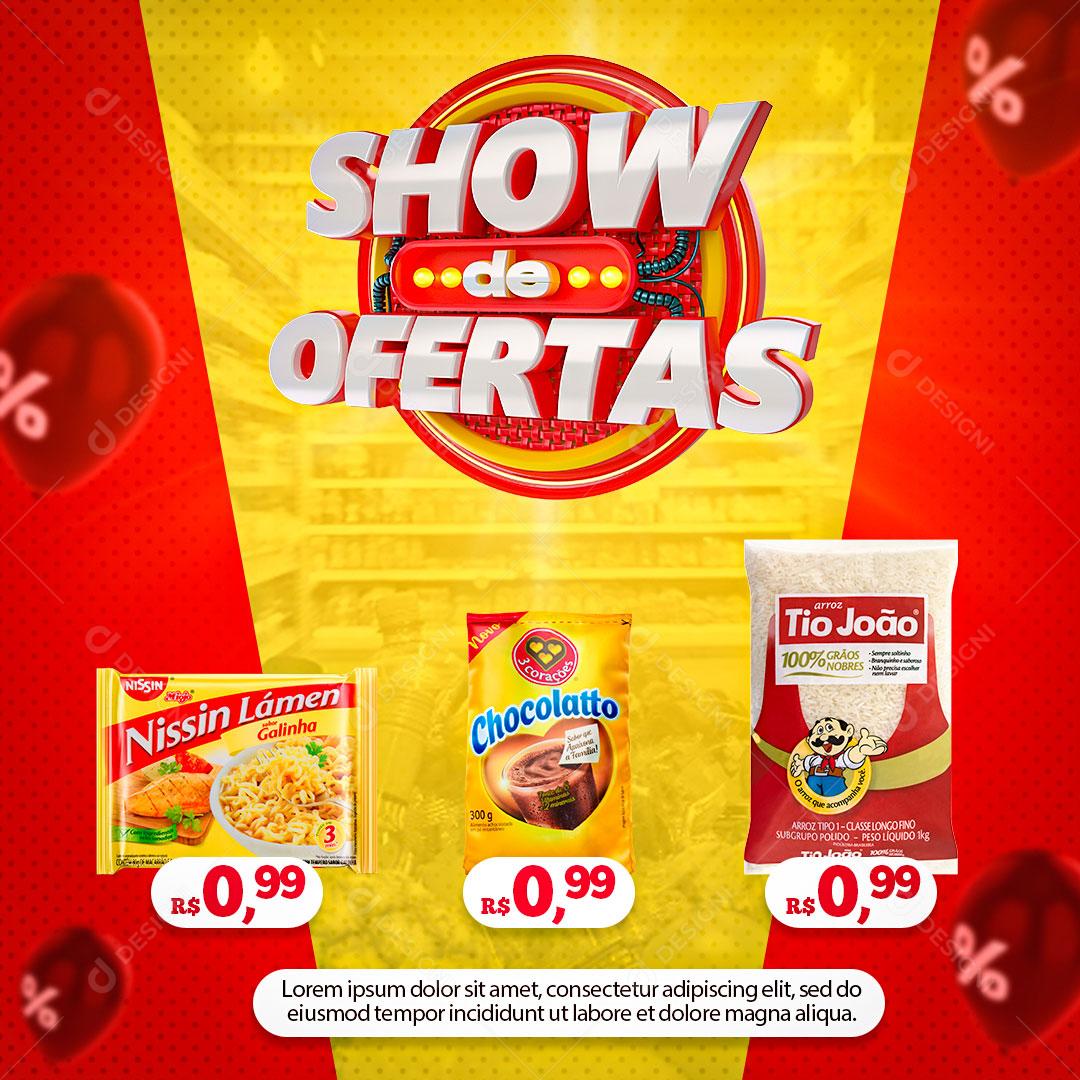 Post Feed Supermercado Show de Ofertas Produto Social Media PSD Editável