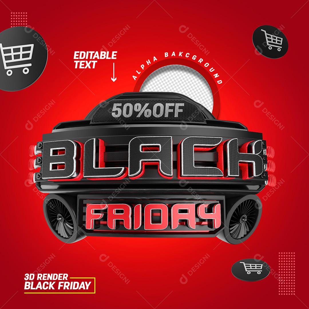 Selo 3D para Composição Black Friday PSD Texto Editável