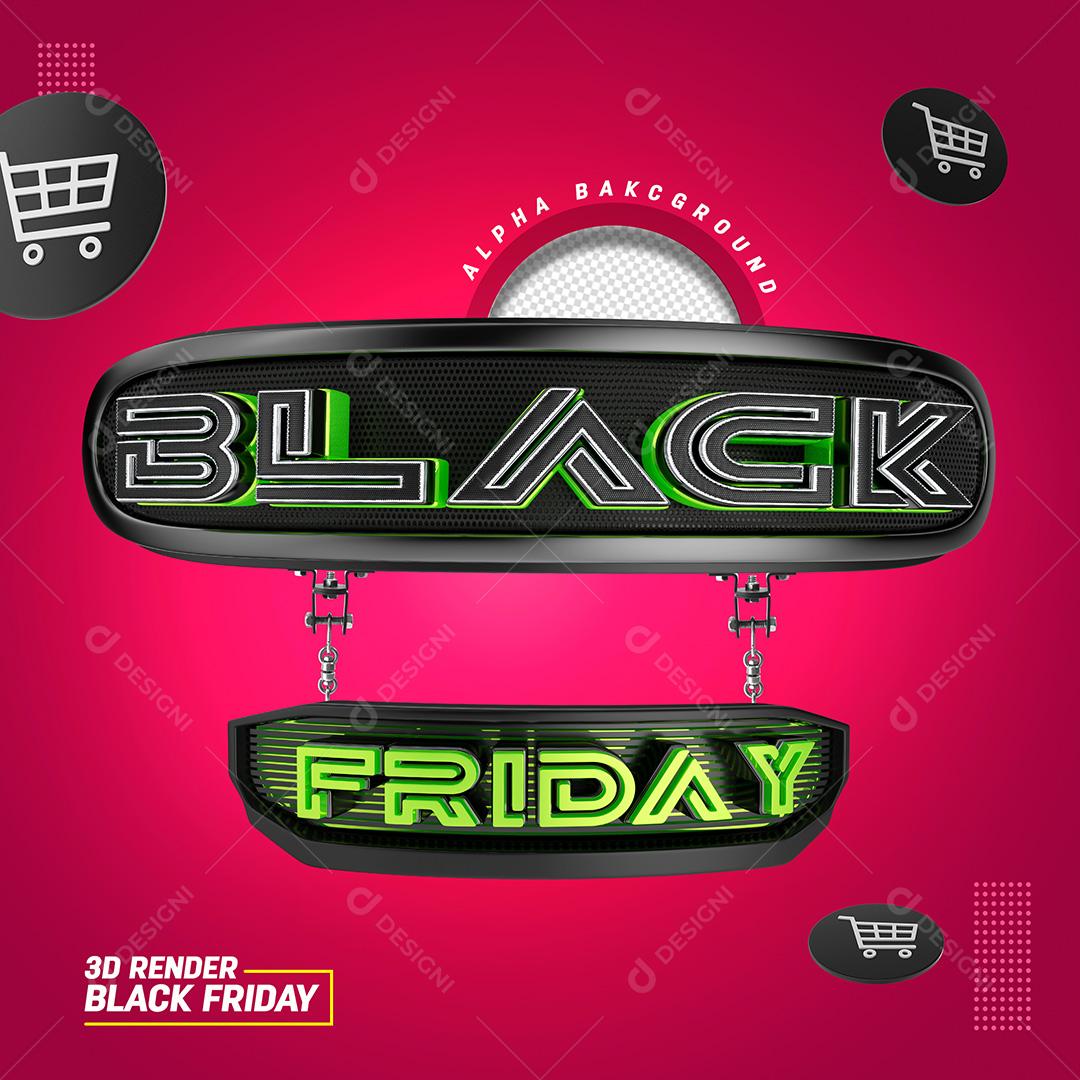Selo 3D para Composição Black Friday PSD