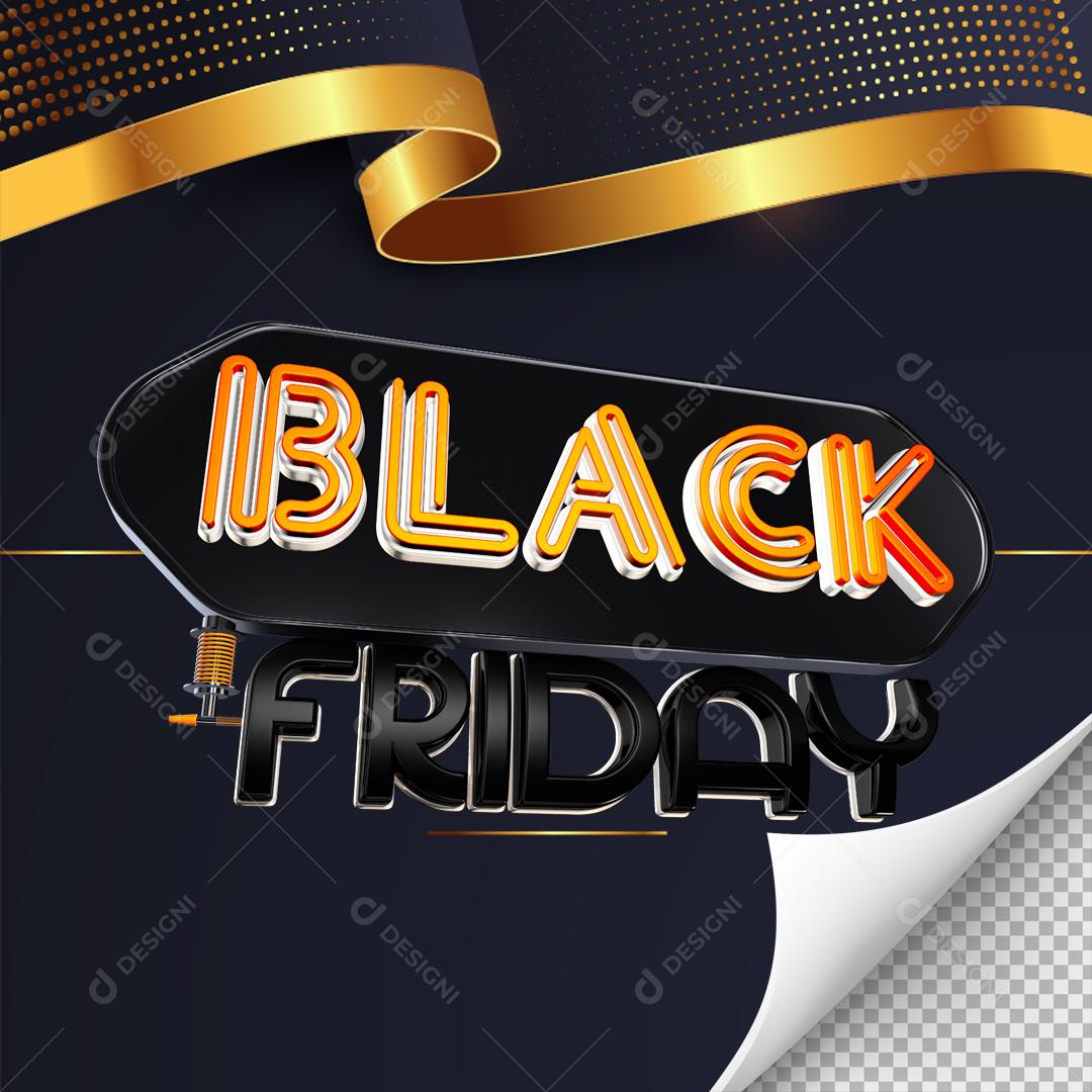Selo 3D para Composição Black Friday PNG Transparente Sem Fundo