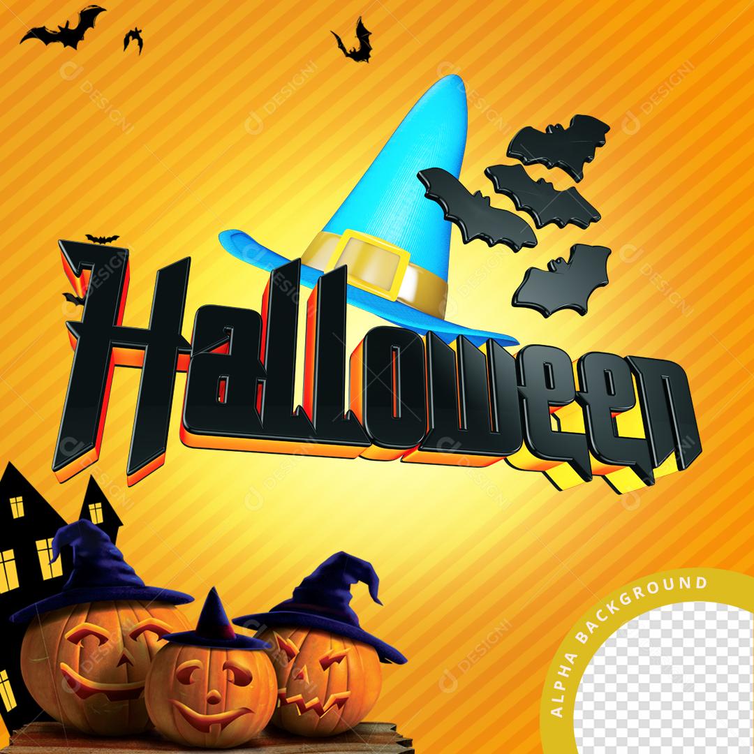 Selo 3D Halloween Dia Das Bruxas PNG Transparente Sem Fundo