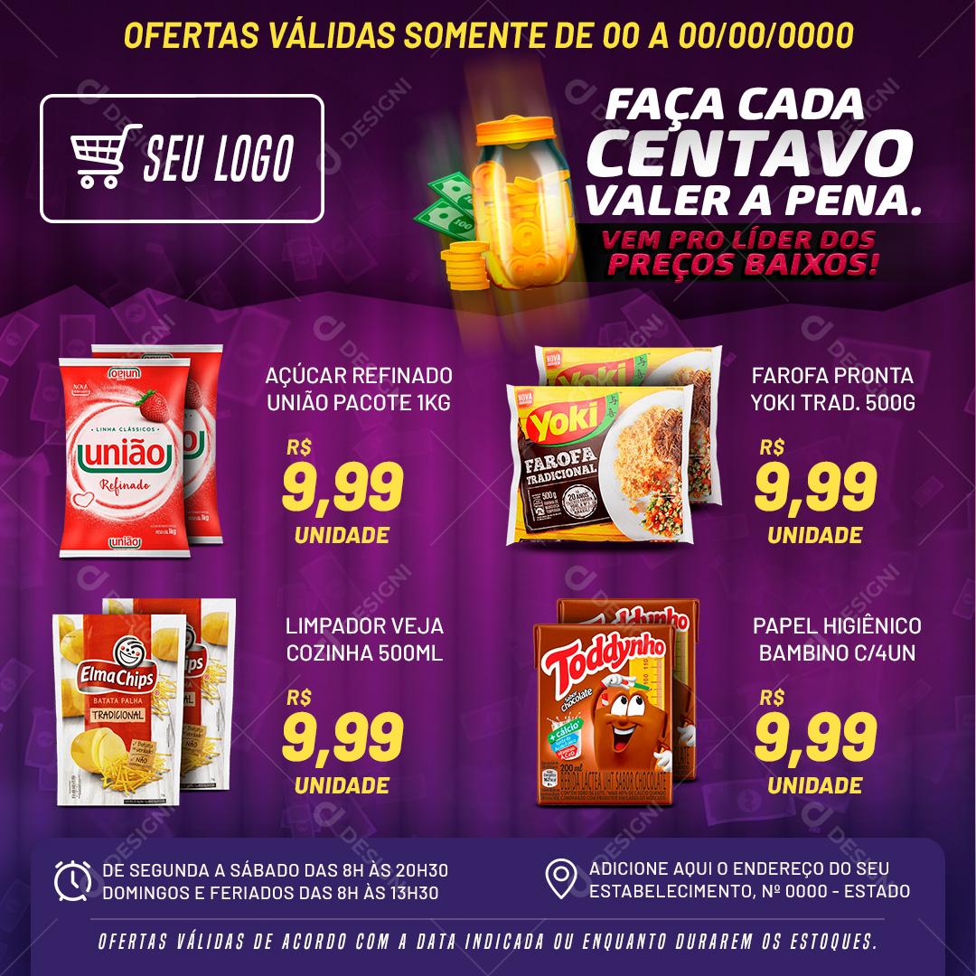 Encarte Faça Cada Centavo valer A Pena Social Media PSD Editável