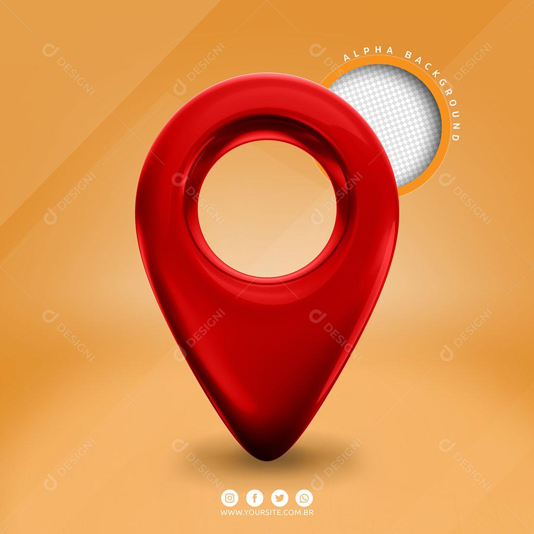 Pin de Localização Elemento 3D Vermelho Para Composição PSD