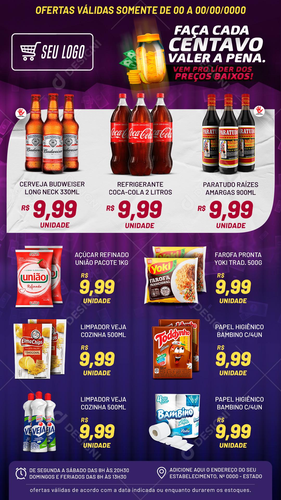 Encarte Faça Cada Centavo valer A Pena Social Media PSD Editável