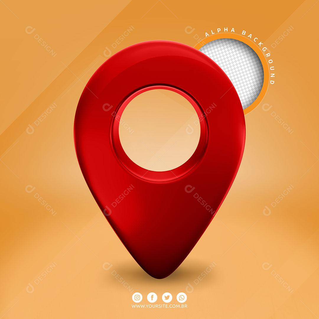 Pin de Localização Elemento 3D Vermelho Para Composição PSD