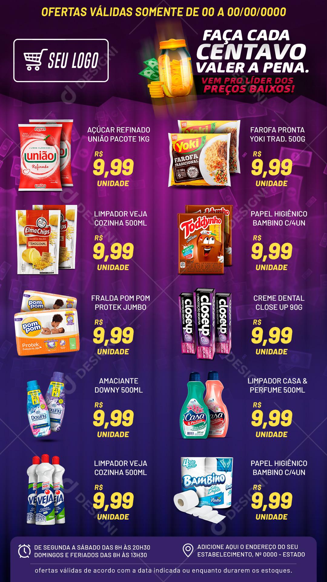 Encarte Faça Cada Centavo valer A Pena Social Media PSD Editável