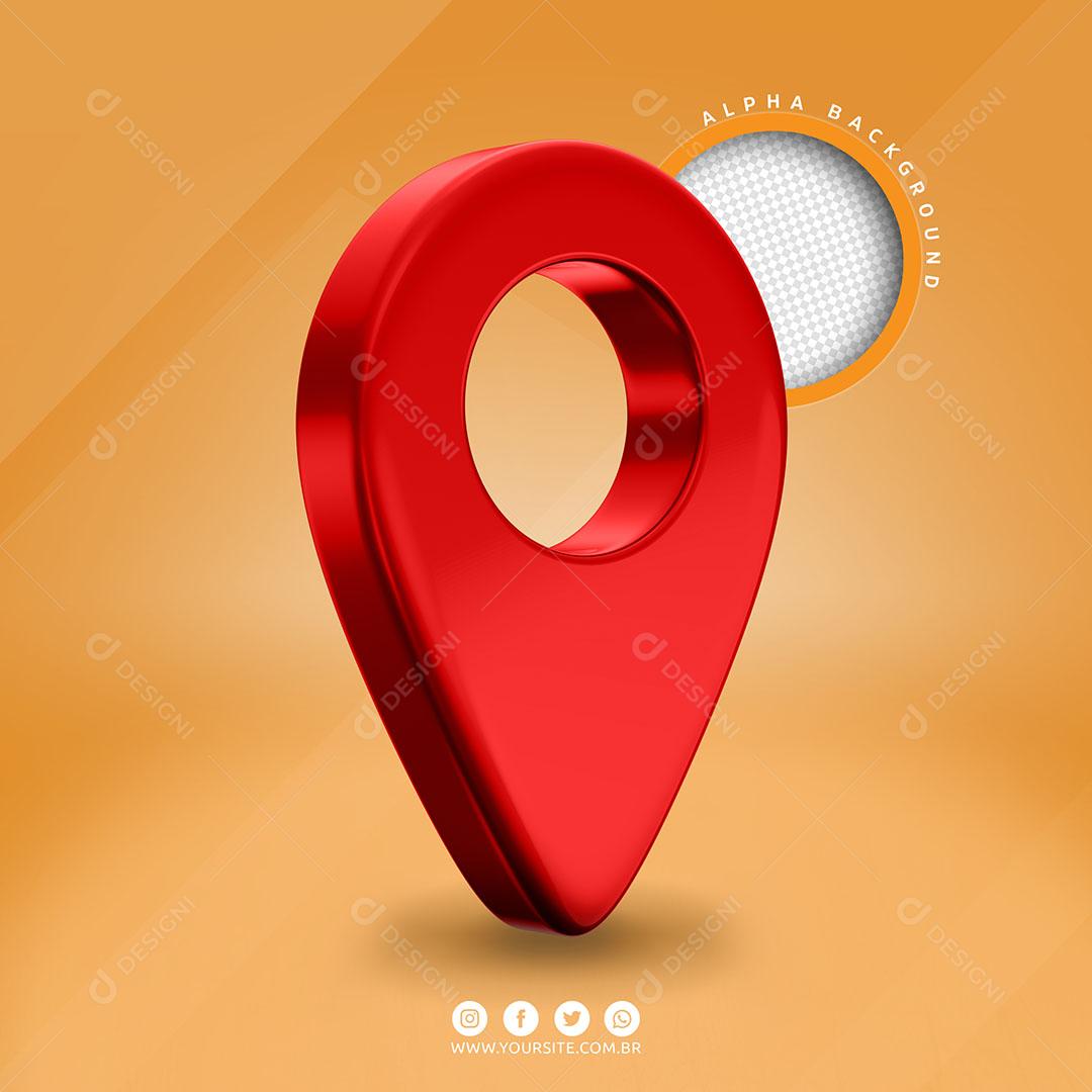 Pin de Localização Elemento 3D Vermelho Para Composição PSD