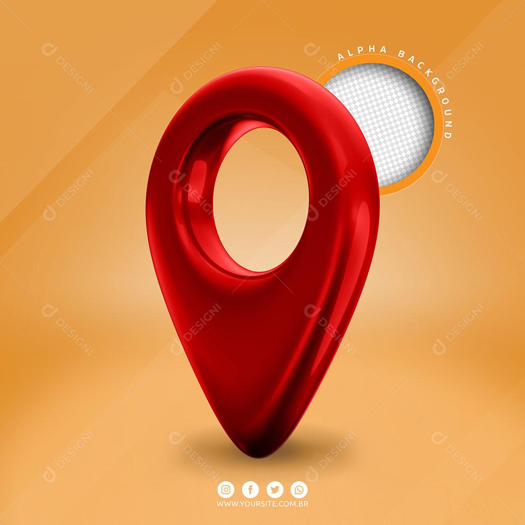 Pin de Localização Elemento 3D Vermelho Para Composição PSD