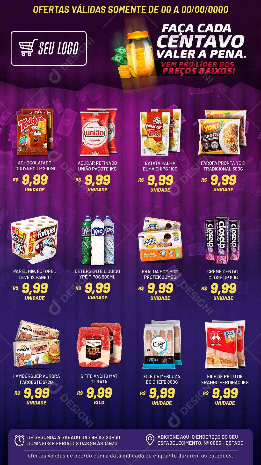 Encarte Faça Cada Centavo valer A Pena Social Media PSD Editável