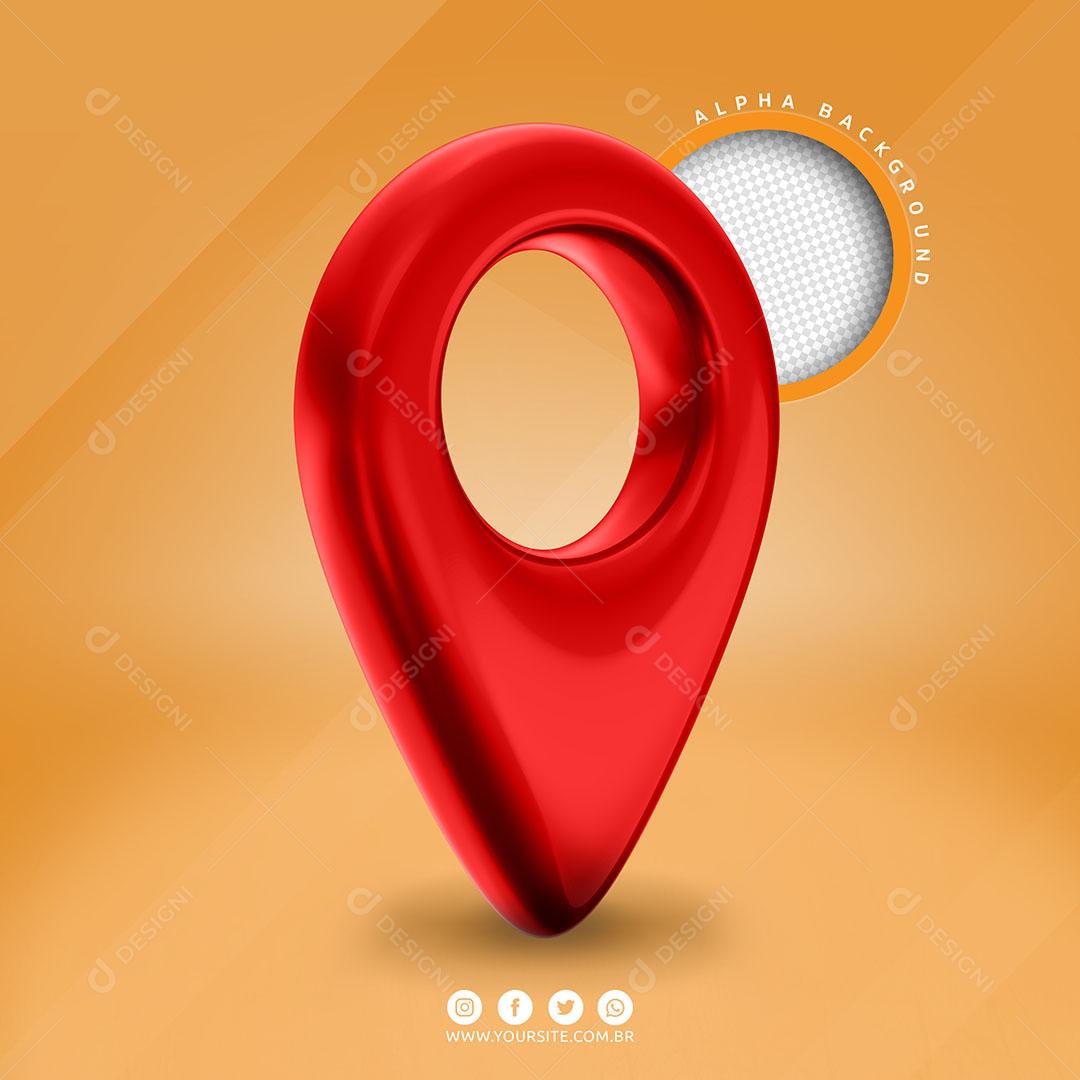 Pin de Localização Elemento 3D Vermelho Para Composição PSD