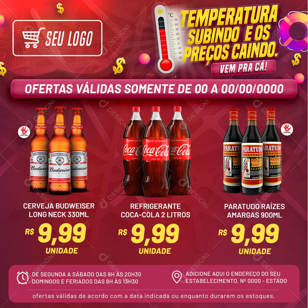 Temperatura Subindo E Os Preços Caindo Social media PSD Editável