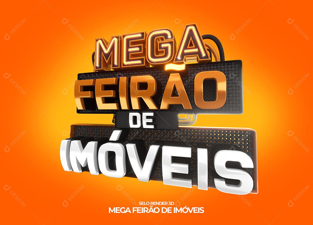 Selo 3D para Composição Mega Feirão de Imóveis PNG Transparente Sem Fundo