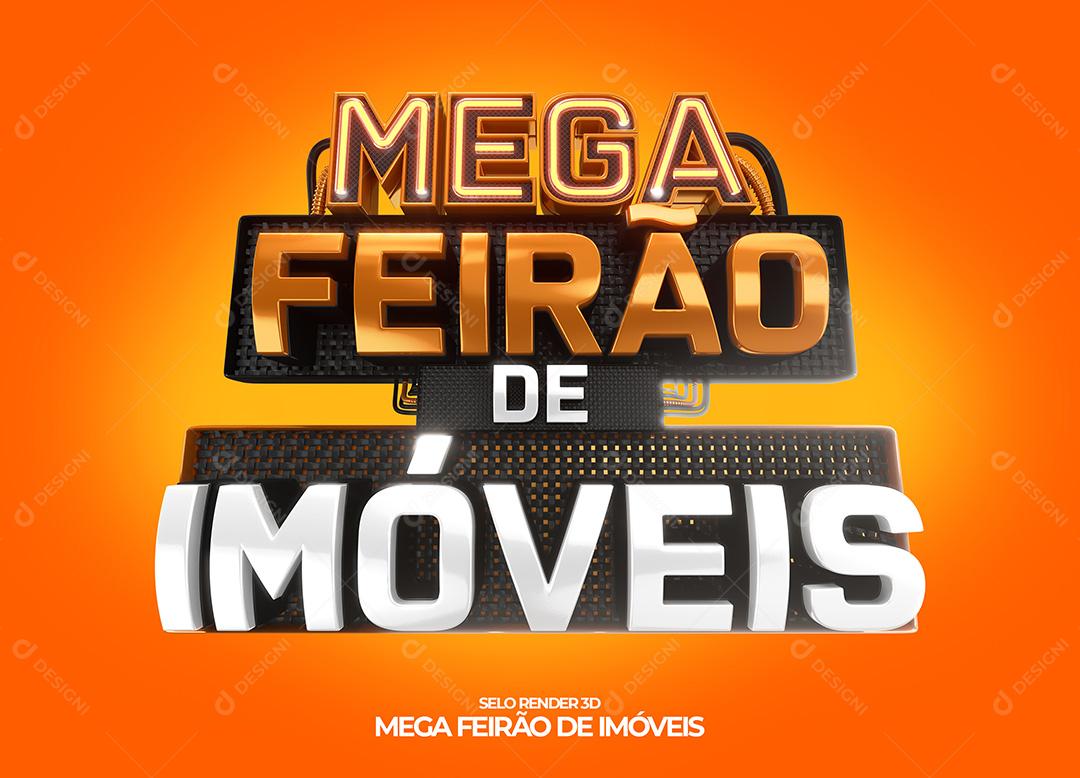 Selo 3D para Composição Mega Feirão de Imóveis PNG Transparente Sem Fundo
