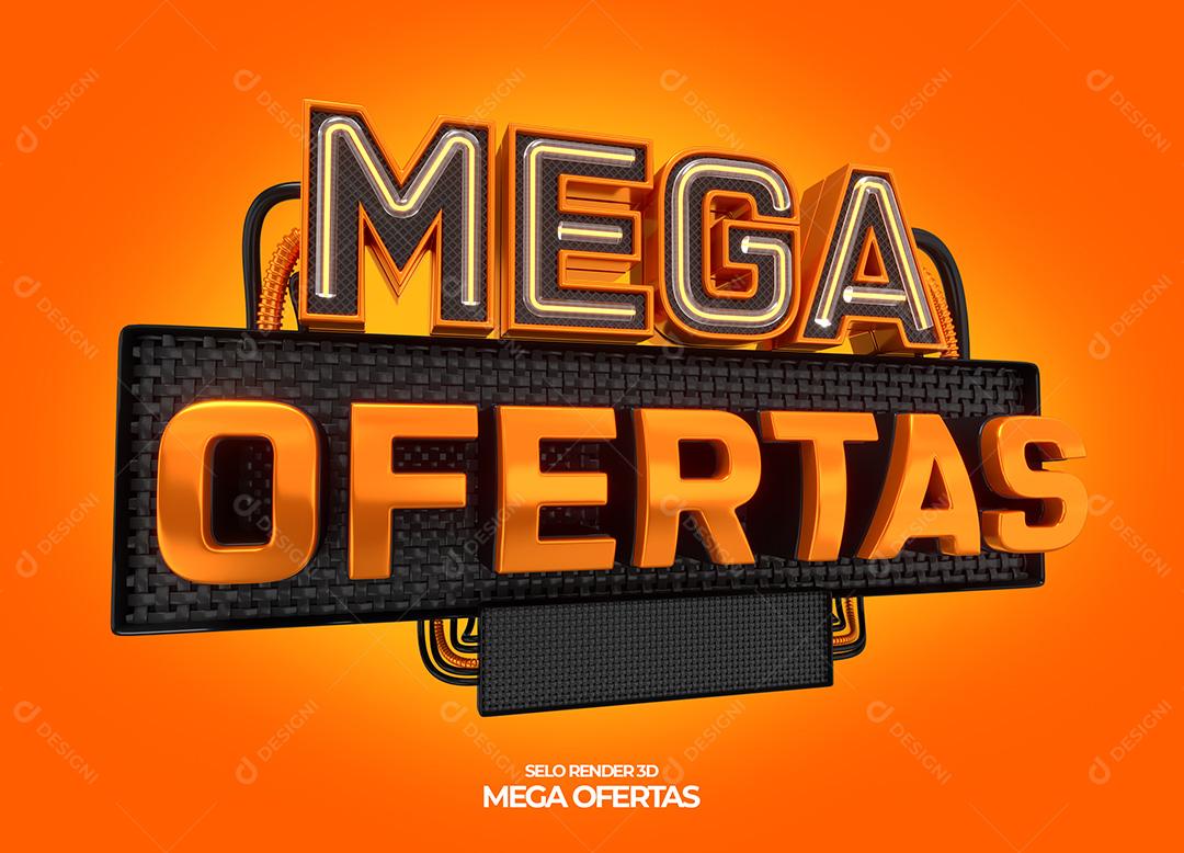 Selo 3D para Composição Mega Ofertas PNG Transparente Sem Fundo
