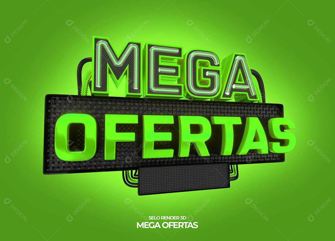 Selo 3D para Composição Mega Ofertas PNG Transparente Sem Fundo