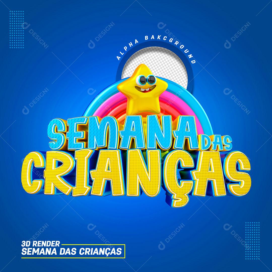 Selo 3D Semana das Crianças PSD Para Composição