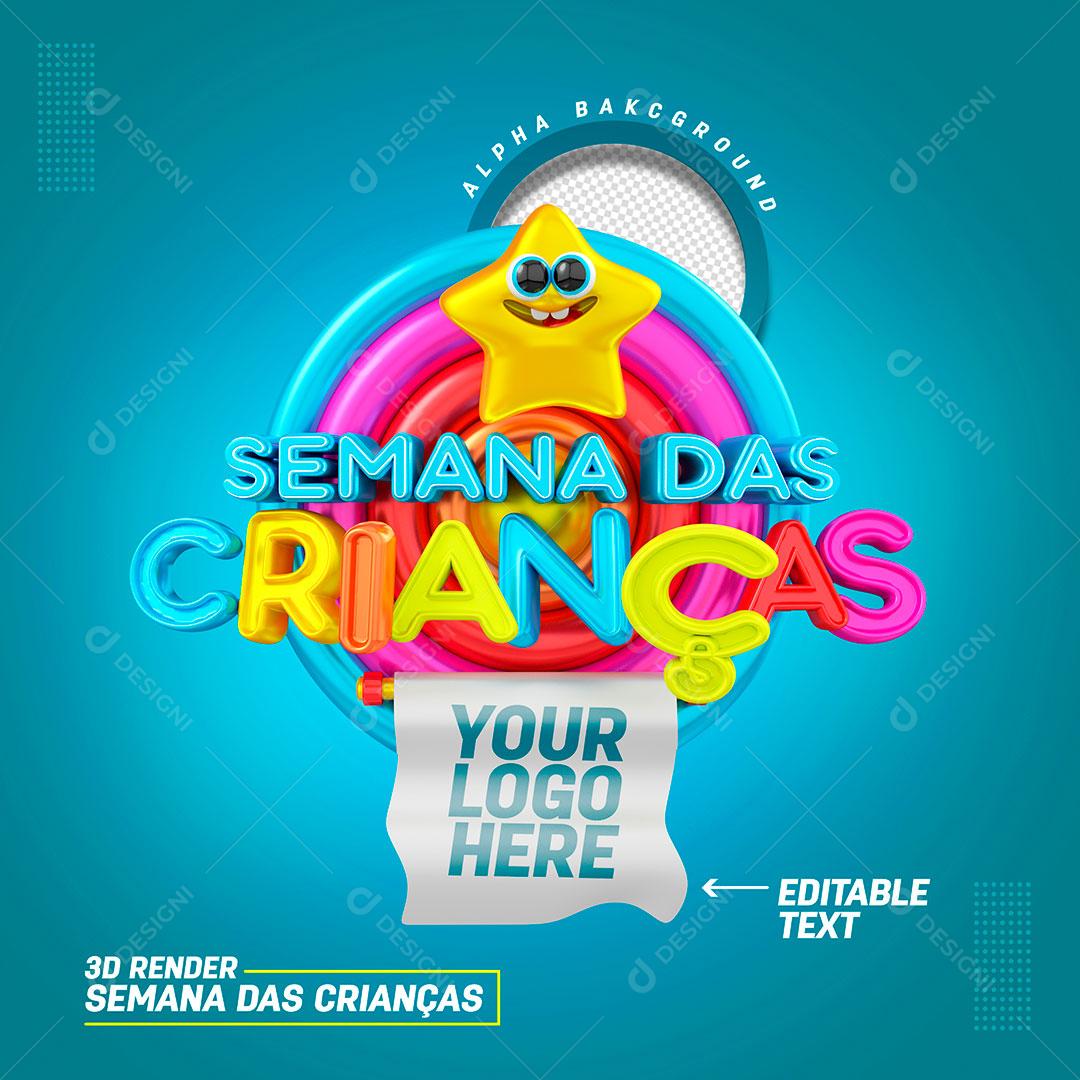 Selo 3D Dia das Crianças PSD Para Composição