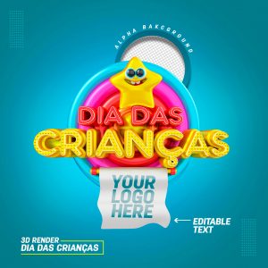 Selo 3D Dia das Crianças PSD Para Composição