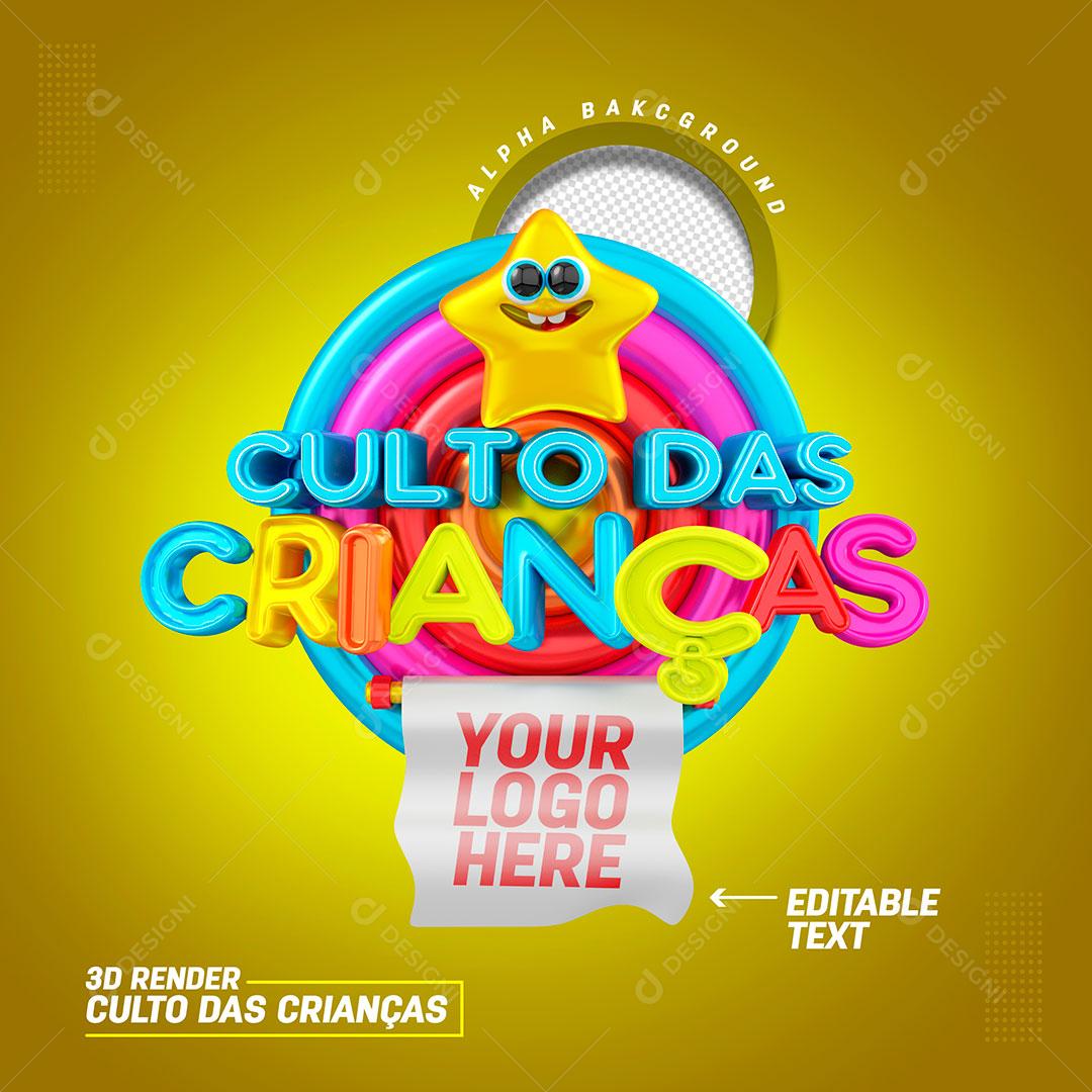 Selo 3D Culto das Crianças PSD Para Composição
