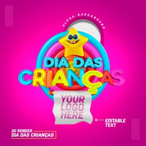 Selo 3D Dia das Crianças PSD Para Composição