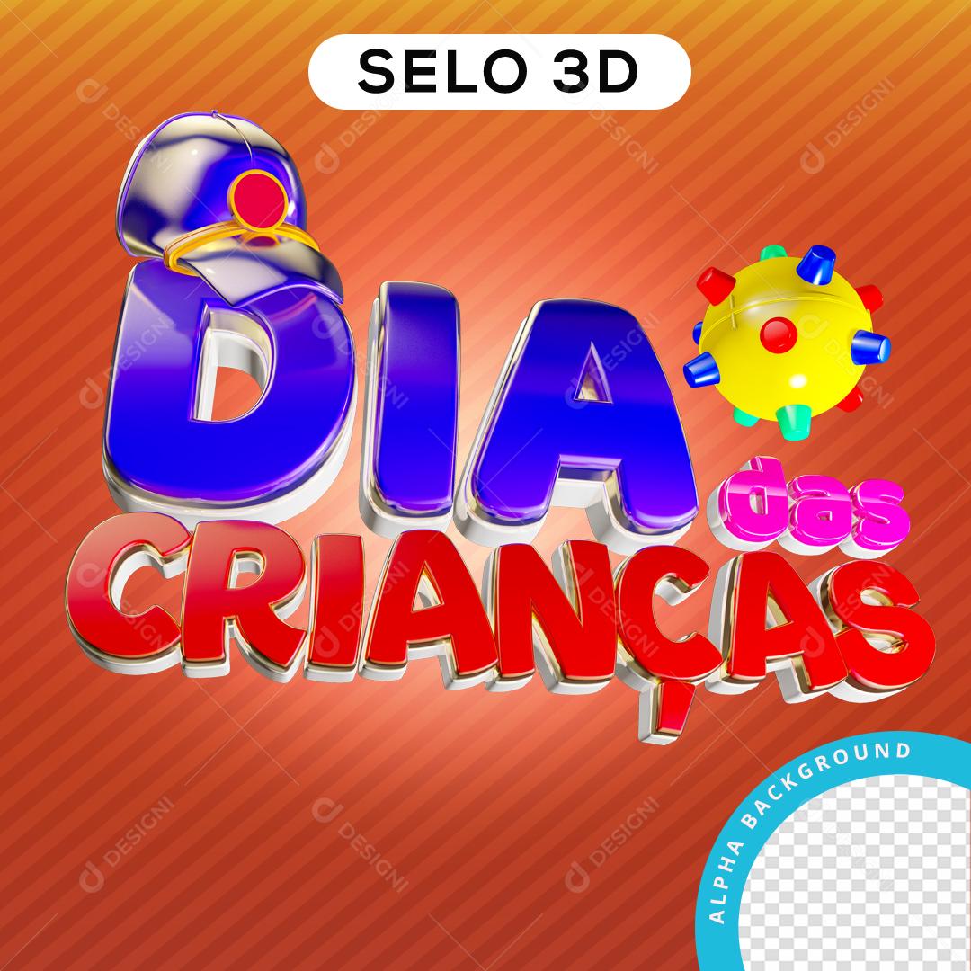 Dia das Crianças Selo 3D Para Composição PNG Transparente