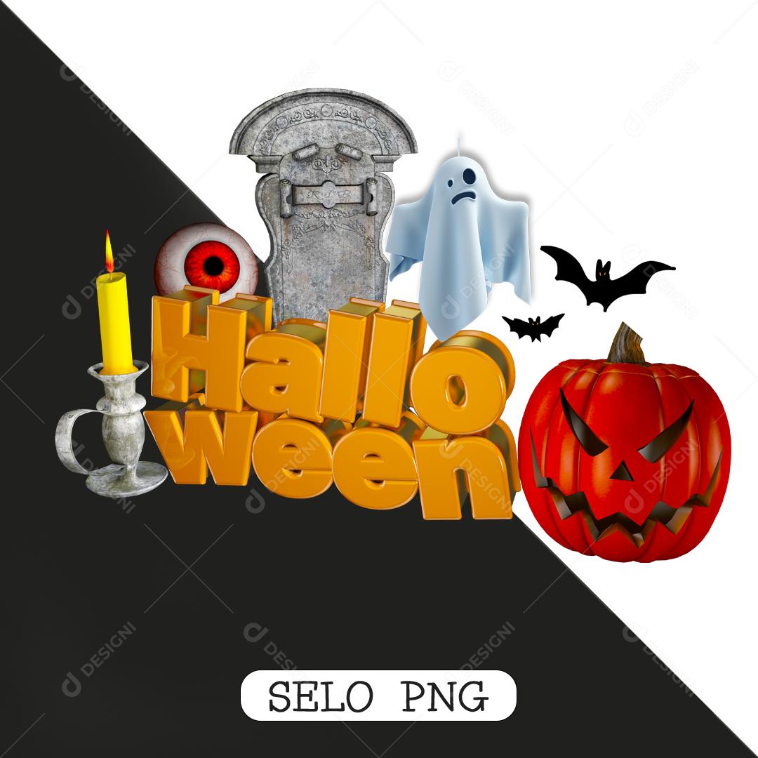 Halloween Selo 3D Para Composição PNG Transparente