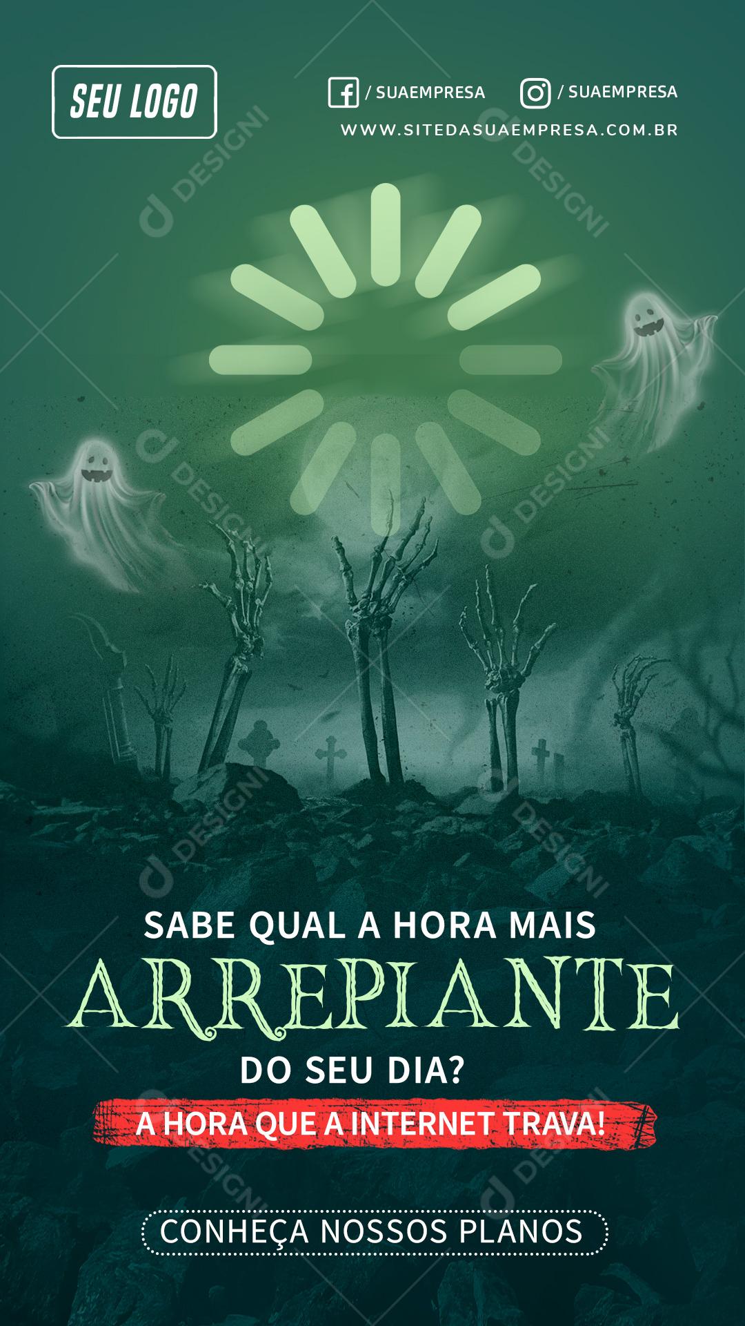 Provedor de Internet Telecom Dia das Bruxas Social Media Story PSD Editável