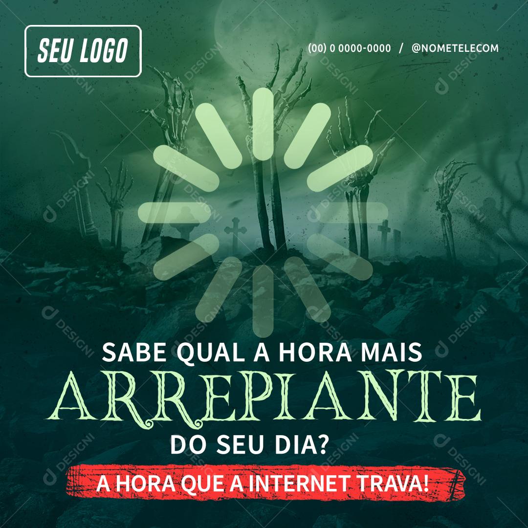 Provedor de Internet Telecom Dia das Bruxas Social Media Feed PSD Editável