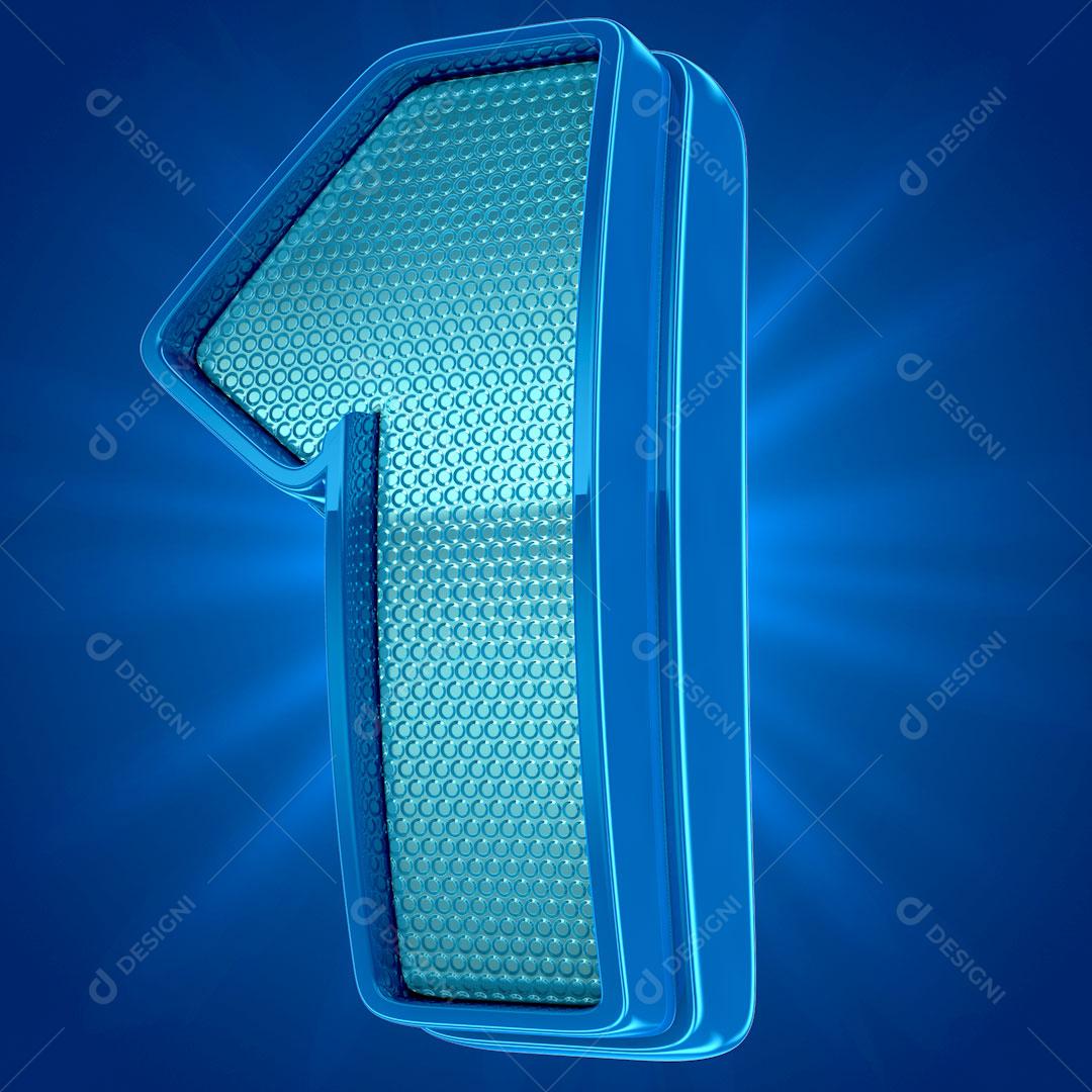 Nùmero 1 Azul Elemento Para Composição PSD